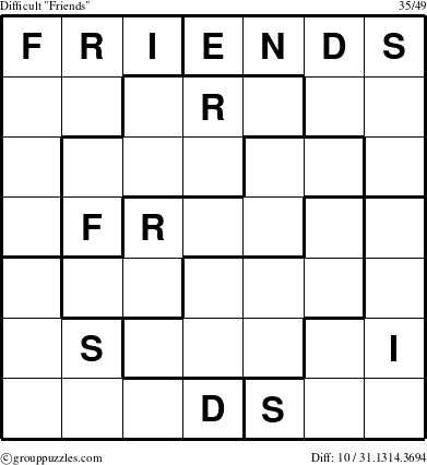 The grouppuzzles.com Difficult Friends puzzle for 