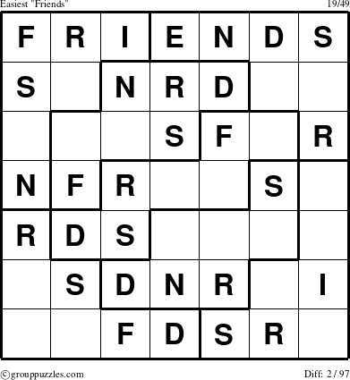 The grouppuzzles.com Easiest Friends puzzle for 