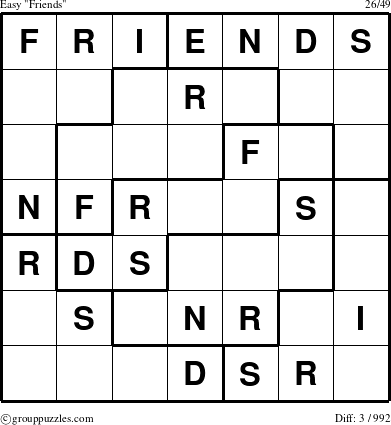 The grouppuzzles.com Easy Friends puzzle for 
