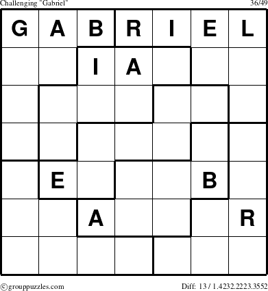 The grouppuzzles.com Challenging Gabriel puzzle for 