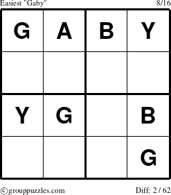 The grouppuzzles.com Easiest Gaby puzzle for 