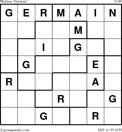 The grouppuzzles.com Medium Germain puzzle for 