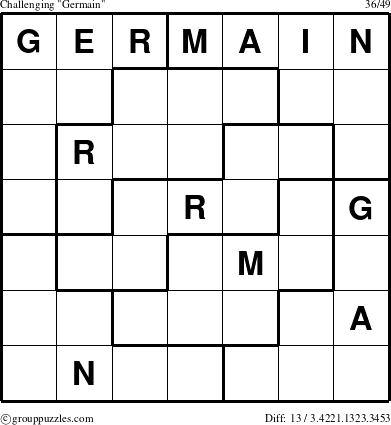 The grouppuzzles.com Challenging Germain puzzle for 