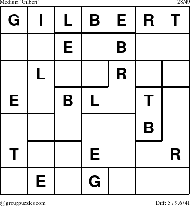 The grouppuzzles.com Medium Gilbert puzzle for 