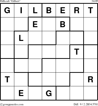 The grouppuzzles.com Difficult Gilbert puzzle for 