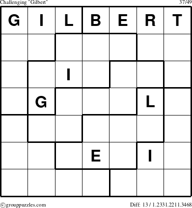 The grouppuzzles.com Challenging Gilbert puzzle for 