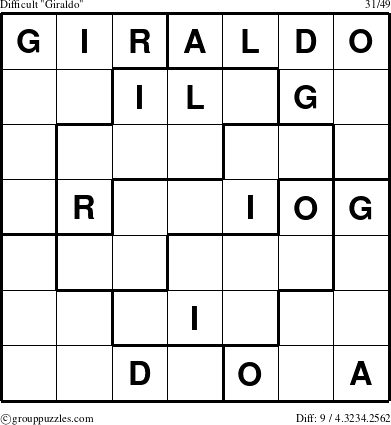 The grouppuzzles.com Difficult Giraldo puzzle for 