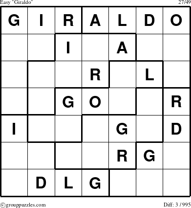 The grouppuzzles.com Easy Giraldo puzzle for 