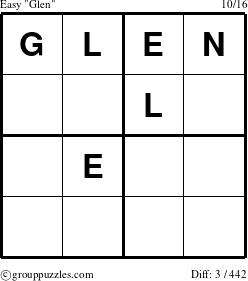 The grouppuzzles.com Easy Glen puzzle for 