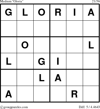 The grouppuzzles.com Medium Gloria puzzle for 