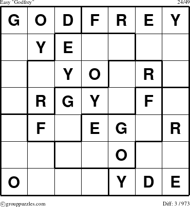 The grouppuzzles.com Easy Godfrey puzzle for 
