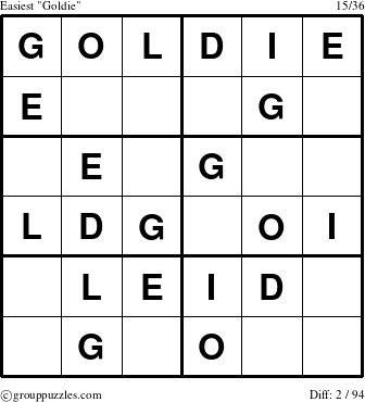 The grouppuzzles.com Easiest Goldie puzzle for 