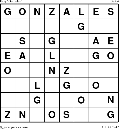 The grouppuzzles.com Easy Gonzales puzzle for 