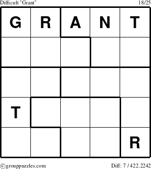 The grouppuzzles.com Difficult Grant puzzle for 