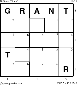 The grouppuzzles.com Difficult Grant puzzle for  with all 7 steps marked