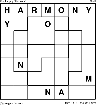The grouppuzzles.com Challenging Harmony puzzle for 