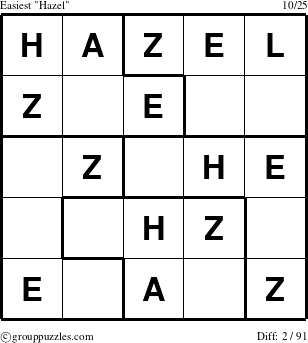 The grouppuzzles.com Easiest Hazel puzzle for 
