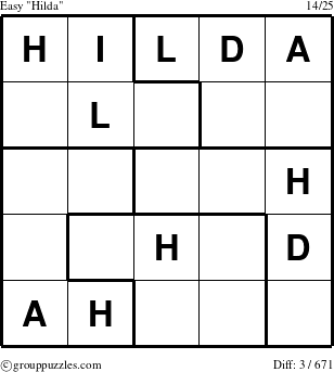 The grouppuzzles.com Easy Hilda puzzle for 