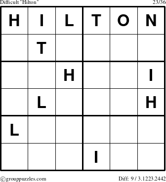 The grouppuzzles.com Difficult Hilton puzzle for 