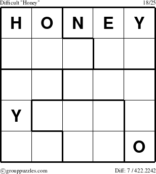 The grouppuzzles.com Difficult Honey puzzle for 