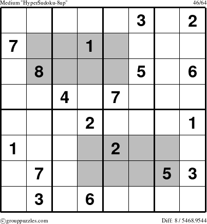 The grouppuzzles.com Medium HyperSudoku-8up puzzle for 