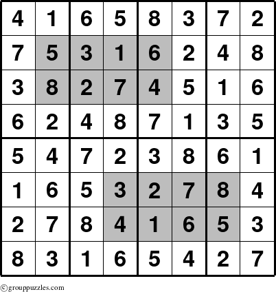 The grouppuzzles.com Answer grid for the HyperSudoku-8up puzzle for 