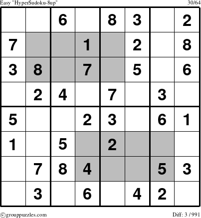 The grouppuzzles.com Easy HyperSudoku-8up puzzle for 