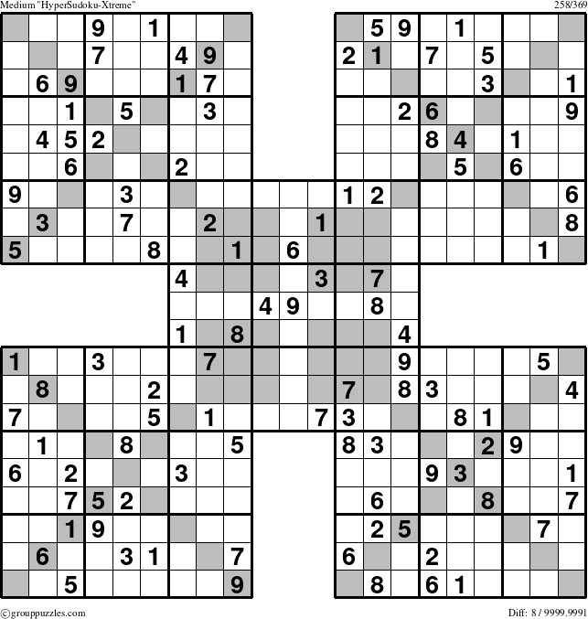 The grouppuzzles.com Medium HyperSudoku-Xtreme puzzle for 