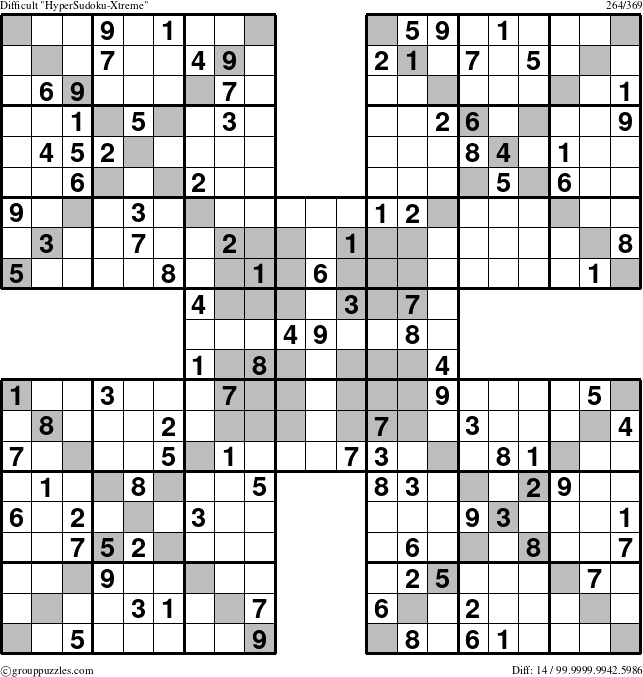The grouppuzzles.com Difficult HyperSudoku-Xtreme puzzle for 