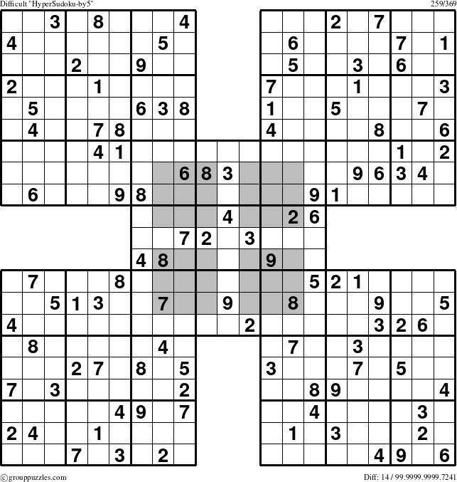 The grouppuzzles.com Difficult HyperSudoku-by5 puzzle for 