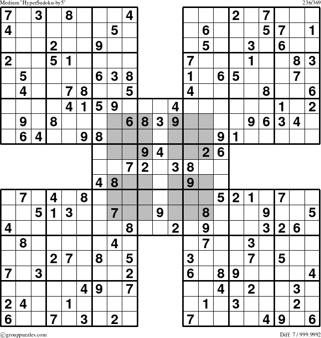 The grouppuzzles.com Medium HyperSudoku-by5 puzzle for 