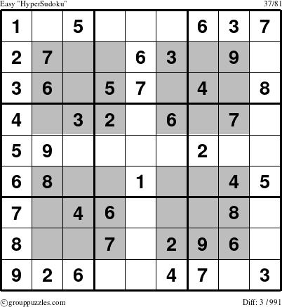 The grouppuzzles.com Easy HyperSudoku-c1 puzzle for 