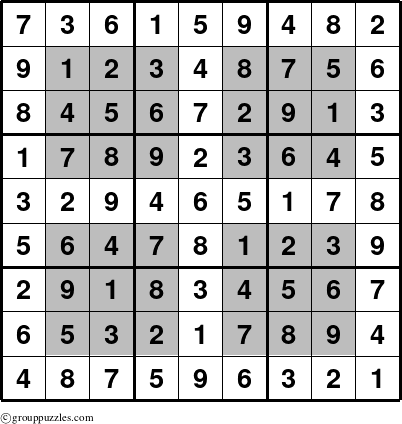 The grouppuzzles.com Answer grid for the HyperSudoku-i14 puzzle for 