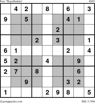 The grouppuzzles.com Easy HyperSudoku puzzle for 