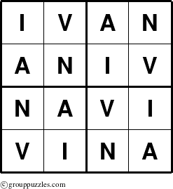 The grouppuzzles.com Answer grid for the Ivan puzzle for 