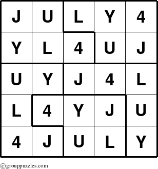 The grouppuzzles.com Answer grid for the JULY4 puzzle for 