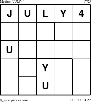The grouppuzzles.com Medium JULY4 puzzle for 