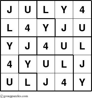 The grouppuzzles.com Answer grid for the JULY4 puzzle for 