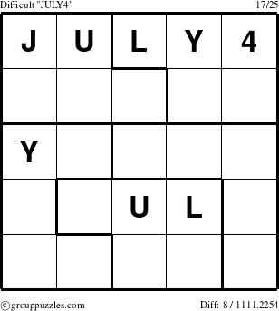 The grouppuzzles.com Difficult JULY4 puzzle for 