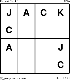 The grouppuzzles.com Easiest Jack puzzle for 