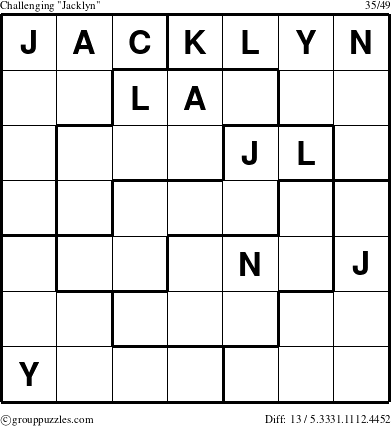The grouppuzzles.com Challenging Jacklyn puzzle for 