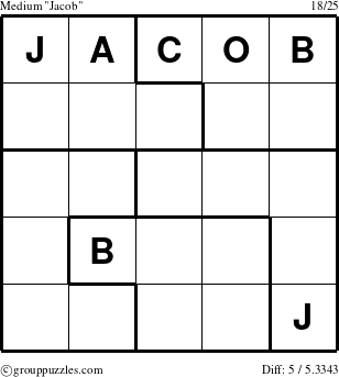The grouppuzzles.com Medium Jacob puzzle for 