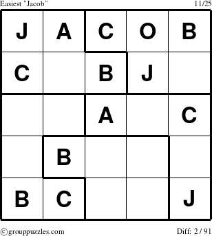 The grouppuzzles.com Easiest Jacob puzzle for 