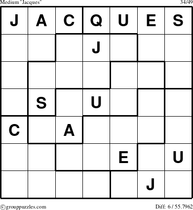 The grouppuzzles.com Medium Jacques puzzle for 