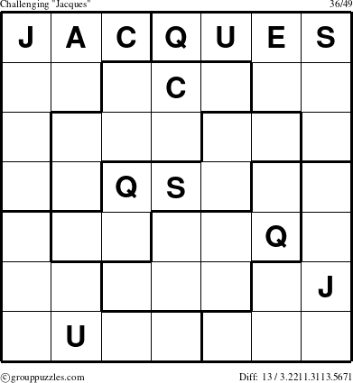 The grouppuzzles.com Challenging Jacques puzzle for 