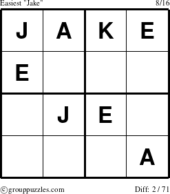 The grouppuzzles.com Easiest Jake puzzle for 