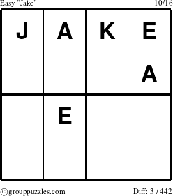The grouppuzzles.com Easy Jake puzzle for 