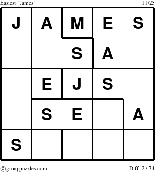 The grouppuzzles.com Easiest James puzzle for 