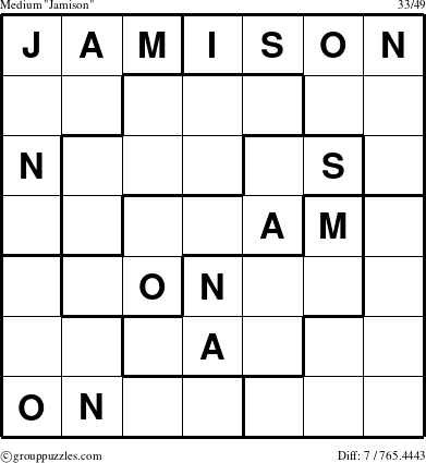 The grouppuzzles.com Medium Jamison puzzle for 