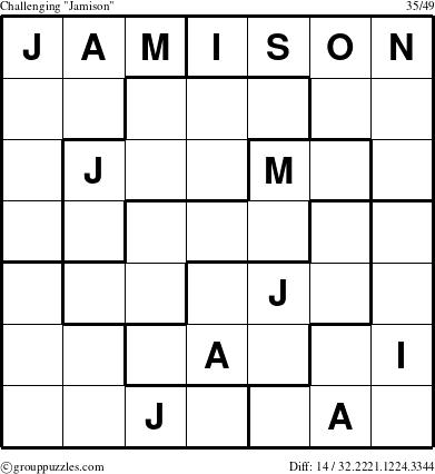 The grouppuzzles.com Challenging Jamison puzzle for 